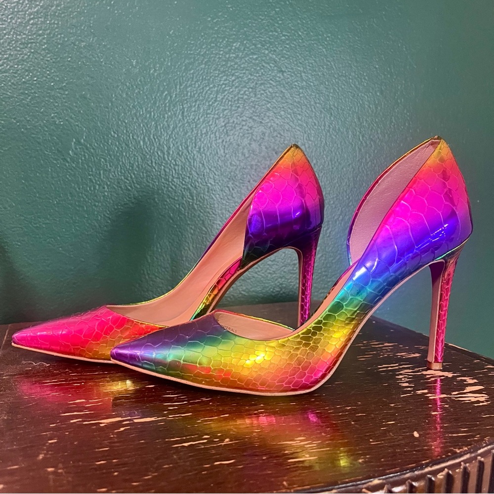 Rainbow snakeskin INC heels